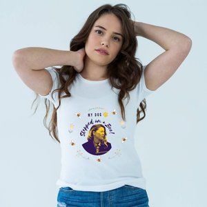 My Dog Stepped on a Bee with Flowers - Women's V-Neck Tshirt.